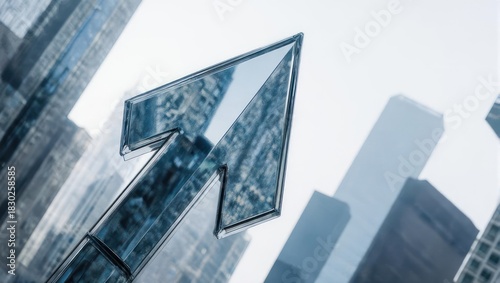 Modern Architecture with Upward Arrow Symbolizing Growth and Success.