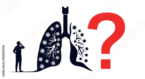 Silhouette of a person contemplating the severe impact of a viral lung infection, symbolizing questions about respiratory health and disease.