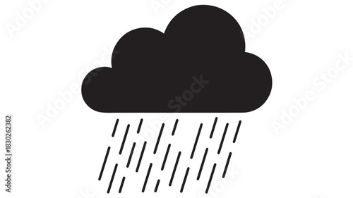 Dark cloud pouring rain, a simple weather icon, perfect for weather apps, forecasts, or adding a touch of mood to any design project, use it for websites, presentations, or social media