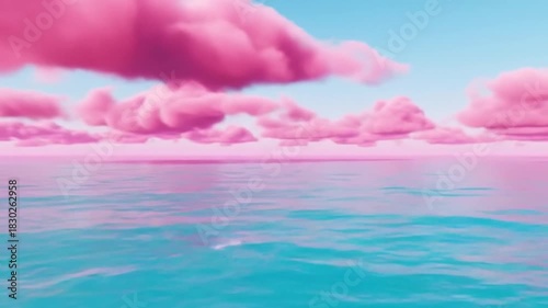 Abstract pink clouds reflecting on calm waters serene artistic imagery