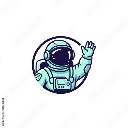 Cartoon astronaut waving hello vector illustration