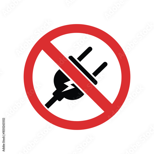 No Electricity or Unplug Sign - Power Outage, Safety & Prohibition