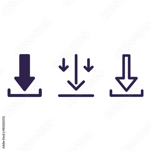 Download icons showing process of file transfer and different ways of downloading content from the internet with arrow signs
