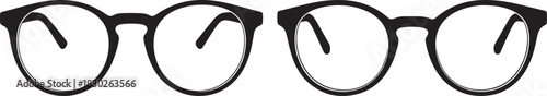 Two pairs of round eyeglasses in silhouette