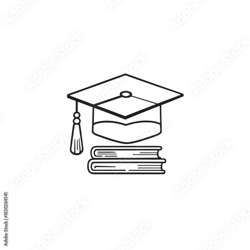 Graduation Cap Line Art Honoring Hard Work
