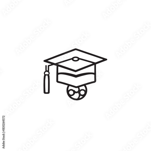 Graduation Cap Line Art Honoring Hard Work