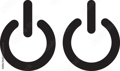 Two power button symbols silhouette