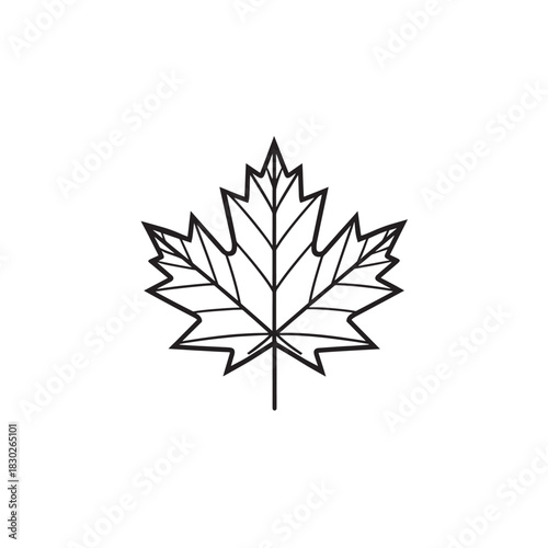Maple Leaf line art capturing falling leaf movement