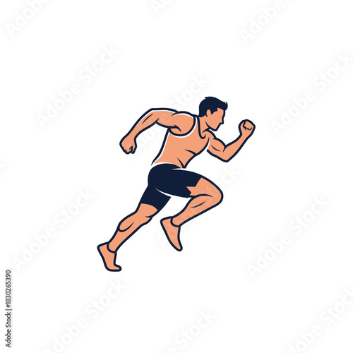 Dynamic male athlete running sprint race illustration vigorous movement speed and fitness concept active lifestyle graphic design element