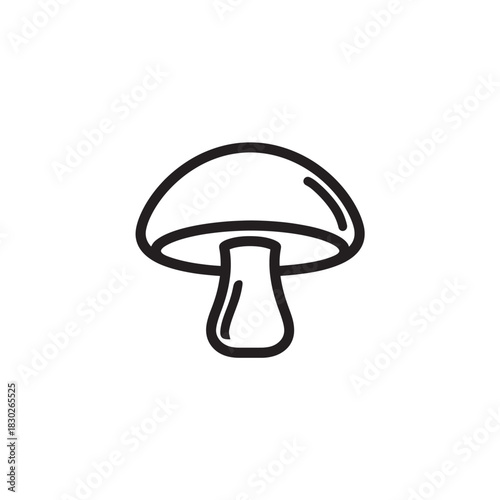 Mushroom line art illustration with natural forest elements