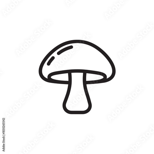 Mushroom line art illustration with natural forest elements