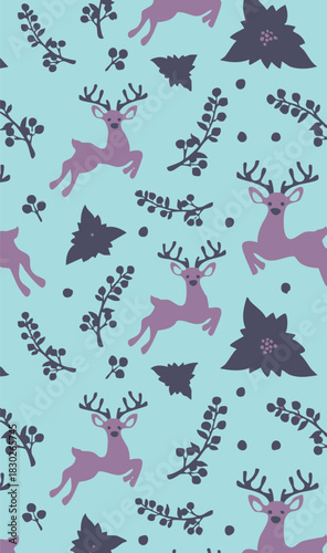Christmas branches, New Year and garland seamless pattern background