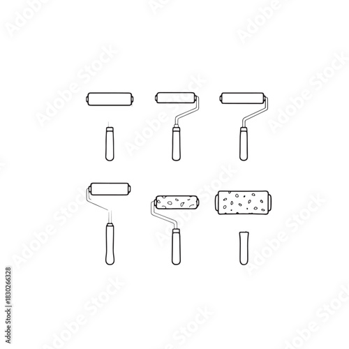 Paint roller line art simple modern design