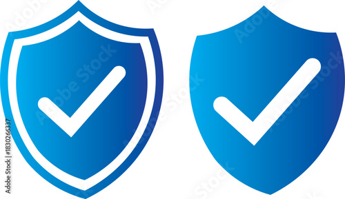 Shield with check mark icon vector, security symbols collection, protection badges,Thin line icons with editable stroke, Privacy protection, data safety, secure access, web security symbols,
