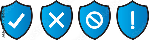 Shield with check mark icon vector, security symbols collection, protection badges,Thin line icons with editable stroke, Privacy protection, data safety, secure access, web security symbols,
