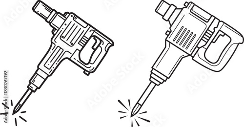 Two jackhammer tools in silhouette