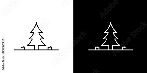Monochrome Evergreen Tree Icon Set for Minimalist Design