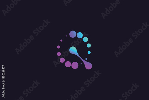 Simple Futuristic Letter Q Symbol on Black Background