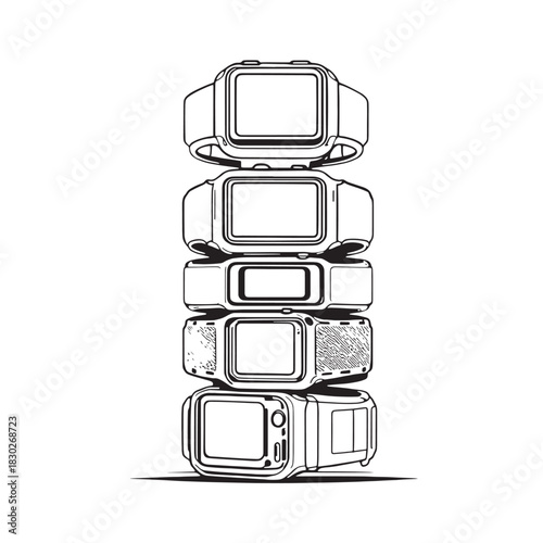 Smartwatch Line Art Sleek Design Smart Notifications Connectivity Essentials