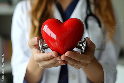 Healthcare, trust and doctor with stethoscope in hospital for wellness appointment, coat or surgery. Closeup, medical person or cardiology with tools for checkup, consulting, Generative AI