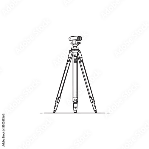 Surveying tripod line art precise stable support