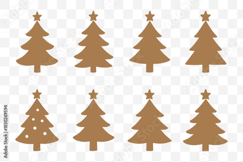 Christmas tree silhouette clipart set. Black Christmas tree drawing clip art collection in white background for x-mas season pine tree flat icon decoration vector illustration.