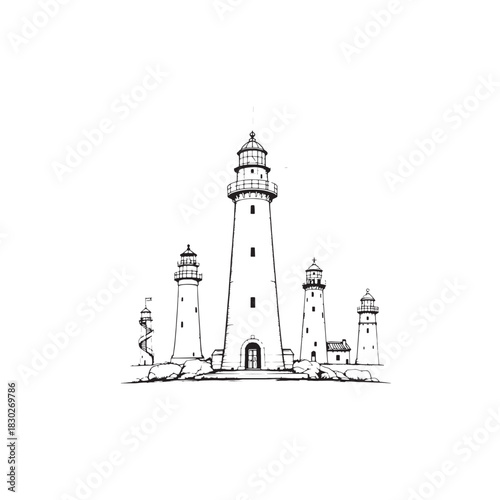 The Lighthouse line art guiding hope