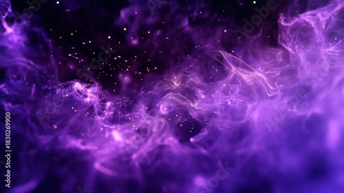 Arcane purple haze illuminated by constellation of embedded star points, mystical environment with dimensional smoke layers, magical vapor with varying translucency revealing floating light
