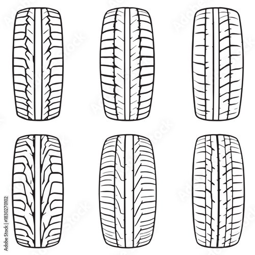 Tire Line Art Minimalist Style Automotive Industry Visual Guide
