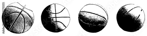 Black and White Basketball Silhouette Vector Ideal for sport, game, fitness, and team competition graphics. Symbolizes basketball, athleticism, play, and simple sport.