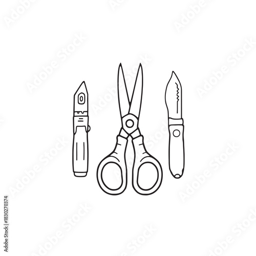 Toolset collection line art for creators