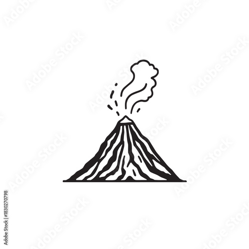 Volcano eruption line art molten lava flows