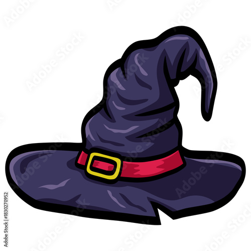 Wizard Hat Witch's Hat Cap Sorcerer Halloween Costume Cartoon Drawing Vector Illustration
