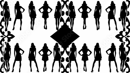 Elegant fashion parade of stylish women in silhouette, a versatile decorative design, perfect for branding, apparel, and creative projects, modern and chic
