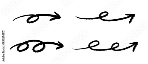 ペンの手書きの矢印セット_黒