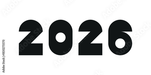Modern black 2026 Happy New Year typography illustration design vector. Trendy new year 2026 design template.