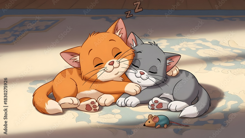 Fototapeta premium Three Adorable Kittens Napping Peacefully