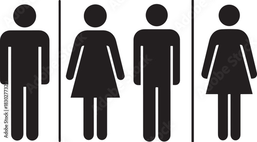 Four simple human figure icons silhouette