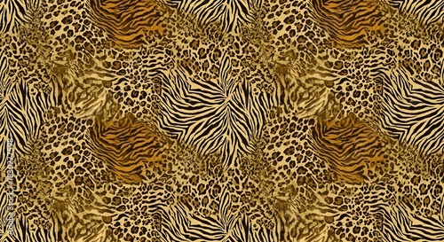 Mixed Animal Print Seamless Pattern Background