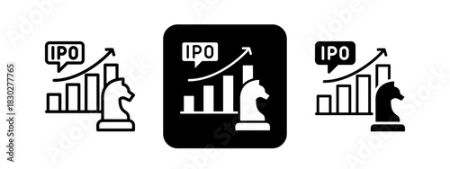 Strategy  Solid color and black line drawing vector illustration set