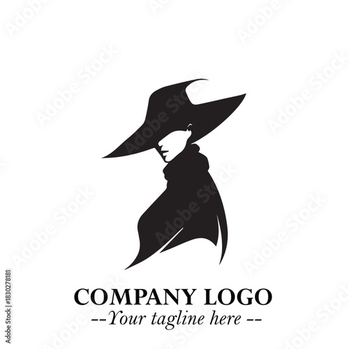 Mystical Black Witch Logo Symbol on White Background for Modern Magical Branding Design Effects