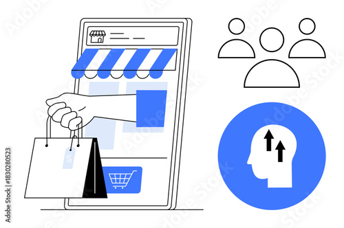 E-commerce concept. E-commerce showcased through online shopping, customer engagement, and user behavior insights. E-commerce driving digital transactions and enhancing customer experience