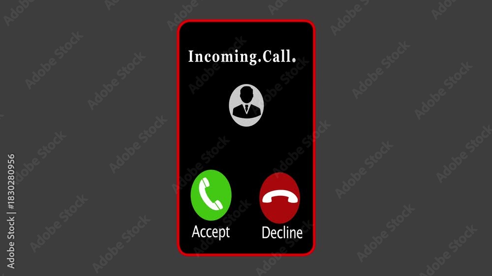 Labelled Call mobile phone screen with incoming call animation, incoming call with ...