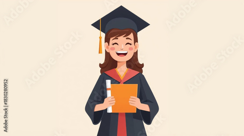 young female graduate with diploma