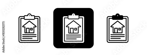 Clipboard  Solid color and black line drawing vector illustration set