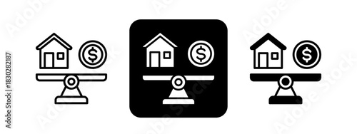 Finance  Solid color and black line drawing vector illustration set