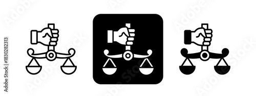 Rights  Solid color and black line drawing vector illustration set