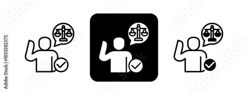 Participation  Solid color and black line drawing vector illustration set