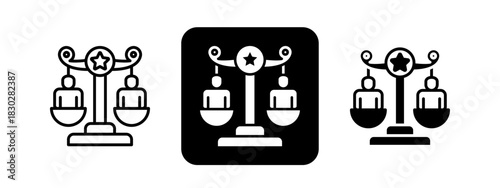 Dignity  Solid color and black line drawing vector illustration set