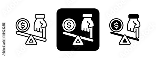 Leverage  Solid color and black line drawing vector illustration set